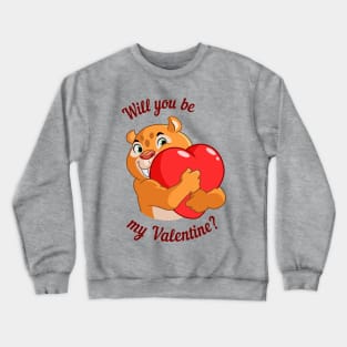 sabertooth tiger holding a heart Crewneck Sweatshirt